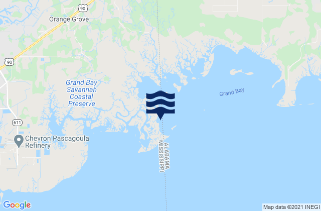 Mappa delle Getijden in North Rigolets Island, United States