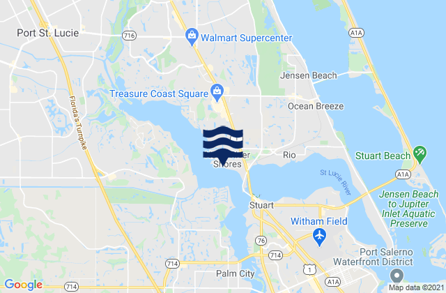 Mappa delle Getijden in North River Shores, United States