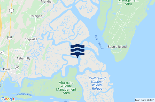 Mappa delle Getijden in North River at Darien River, United States