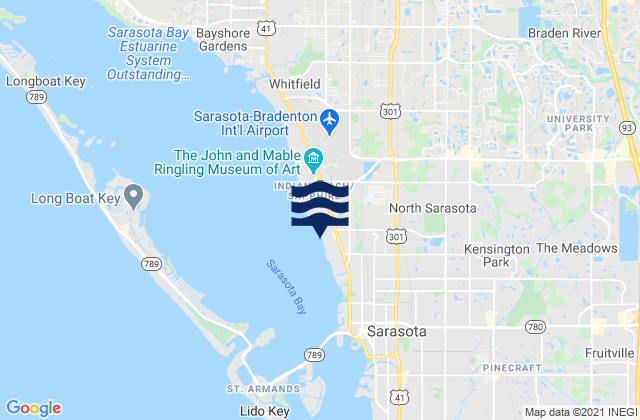 Mappa delle Getijden in North Sarasota, United States