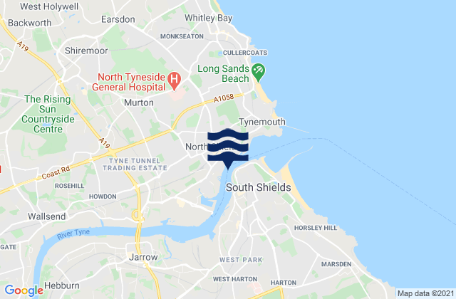 Mappa delle Getijden in North Shields, United Kingdom