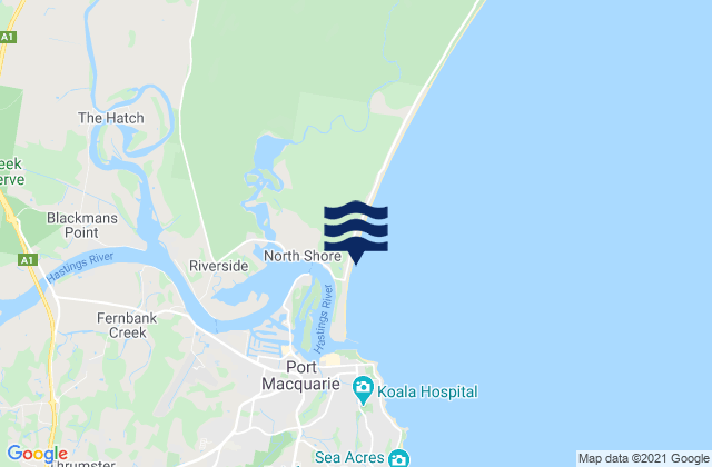 Mappa delle Getijden in North Shore, Australia