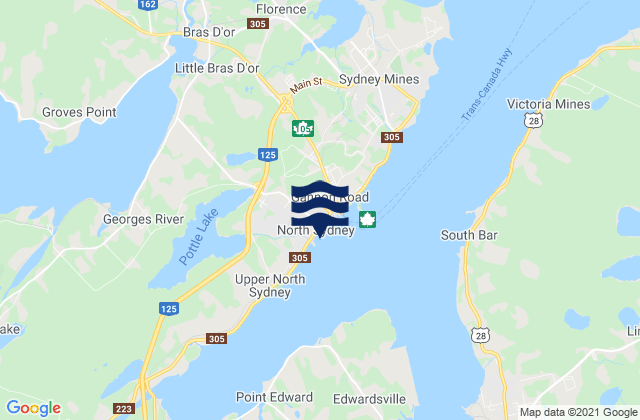 Mappa delle Getijden in North Sydney, Canada