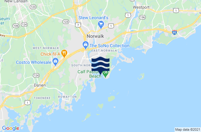 Mappa delle Getijden in Norwalk Harbor, United States