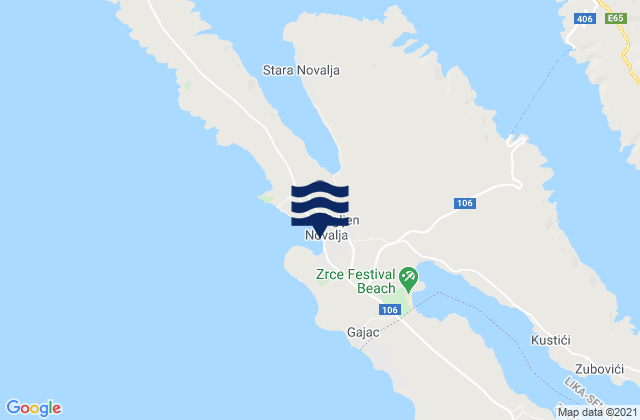 Mappa delle Getijden in Novalja, Croatia