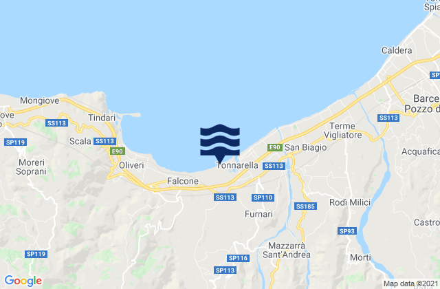 Mappa delle Getijden in Novara di Sicilia, Italy