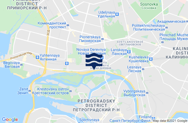 Mappa delle Getijden in Novaya Derevnya, Russia