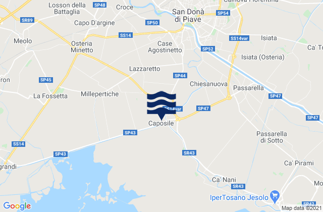 Mappa delle Getijden in Noventa di Piave, Italy