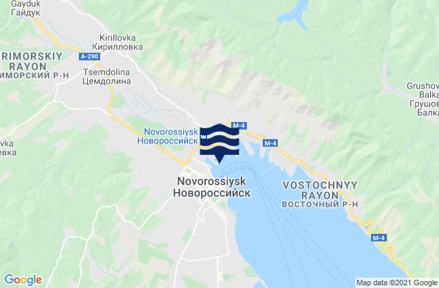 Mappa delle Getijden in Novorossiysk, Russia