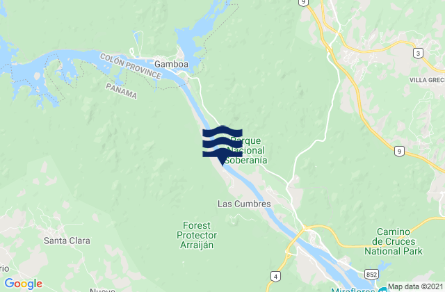Mappa delle Getijden in Nuevo Emperador, Panama