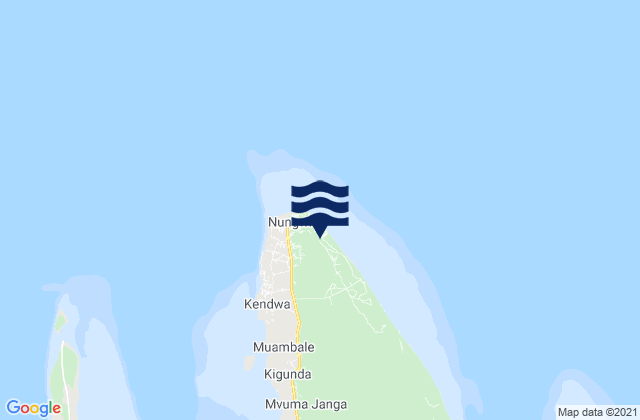 Mappa delle Getijden in Nungwi, Tanzania