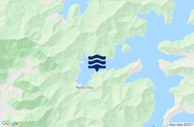 Mappa delle Getijden in Nydia Bay, New Zealand