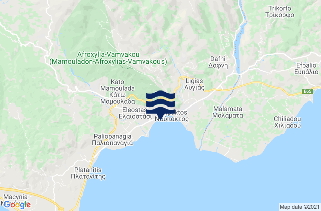 Mappa delle Getijden in Náfpaktos, Greece