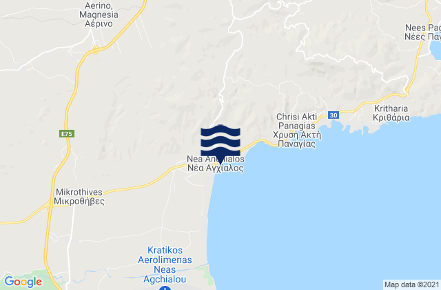 Mappa delle Getijden in Néa Anchiálos, Greece