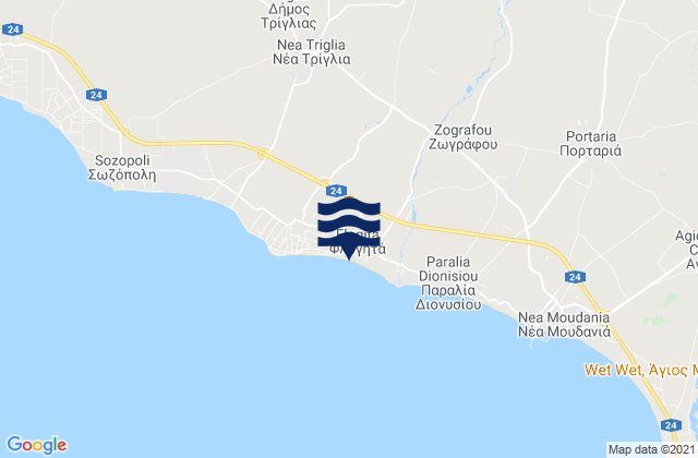 Mappa delle Getijden in Néa Flogitá, Greece