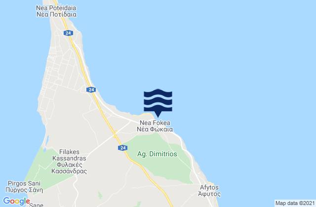 Mappa delle Getijden in Néa Fókaia, Greece