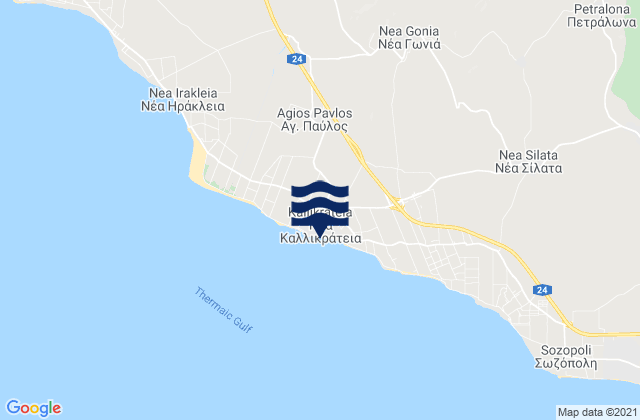Mappa delle Getijden in Néa Kallikráteia, Greece