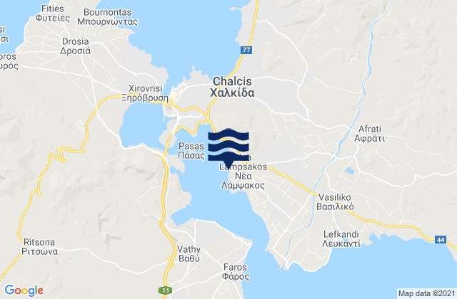 Mappa delle Getijden in Néa Lámpsakos, Greece