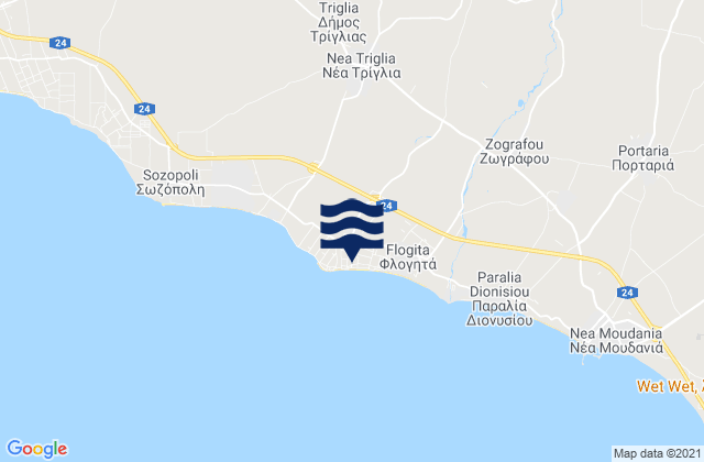 Mappa delle Getijden in Néa Plágia, Greece