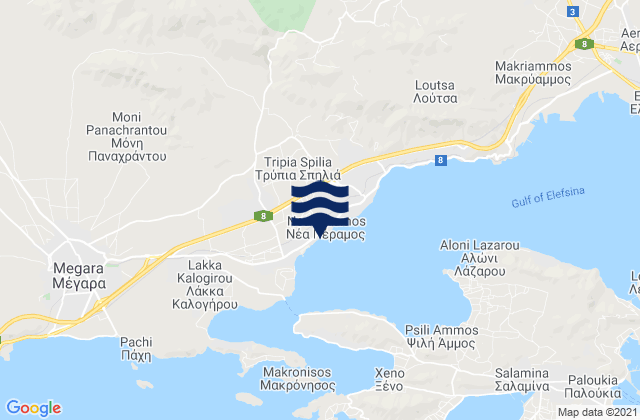 Mappa delle Getijden in Néa Péramos, Greece