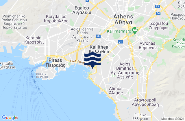 Mappa delle Getijden in Néa Smýrni, Greece