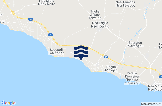 Mappa delle Getijden in Néa Tríglia, Greece