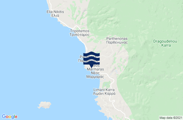 Mappa delle Getijden in Néos Marmarás, Greece