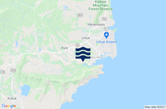 Mappa delle Getijden in Nāwiliwili, United States