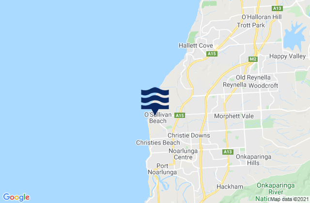 Mappa delle Getijden in OSullivan Beach, Australia