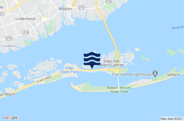 Mappa delle Getijden in Oak Beach, United States