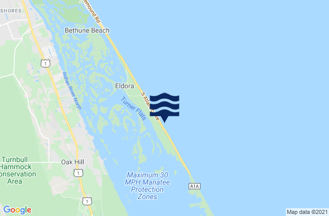 Mappa delle Getijden in Oak Hill Mosquito Lagoon, United States