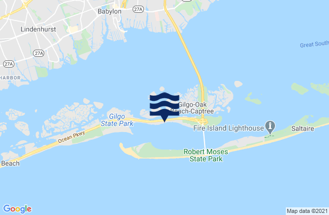 Mappa delle Getijden in Oakbeach, Long Island, United States