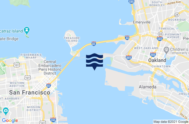 Mappa delle Getijden in Oakland 7th St. Marine 0.6 nmi. SSW of, United States
