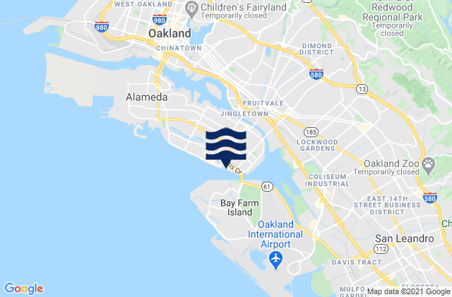 Mappa delle Getijden in Oakland Harbor (Park Street Bridge), United States