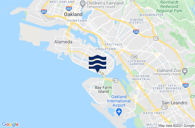 Mappa delle Getijden in Oakland Harbor Park Street Bridge, United States