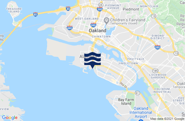 Mappa delle Getijden in Oakland Harbor WebStreeter Street, United States