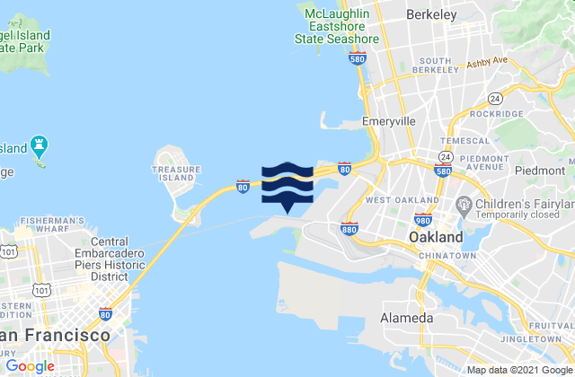 Mappa delle Getijden in Oakland Matson Wharf, United States