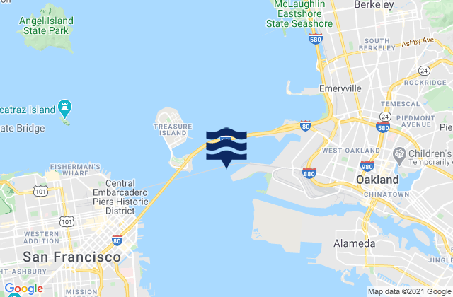 Mappa delle Getijden in Oakland Outer Harbor Entrance LB 3, United States