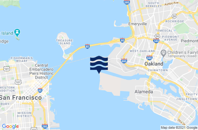 Mappa delle Getijden in Oakland Pier, United States