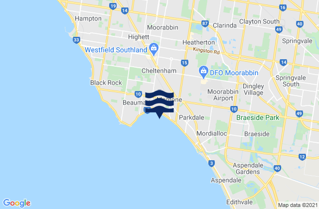 Mappa delle Getijden in Oakleigh South, Australia
