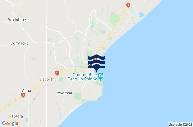 Mappa delle Getijden in Oamaru, New Zealand