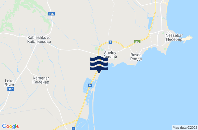 Mappa delle Getijden in Obshtina Pomorie, Bulgaria