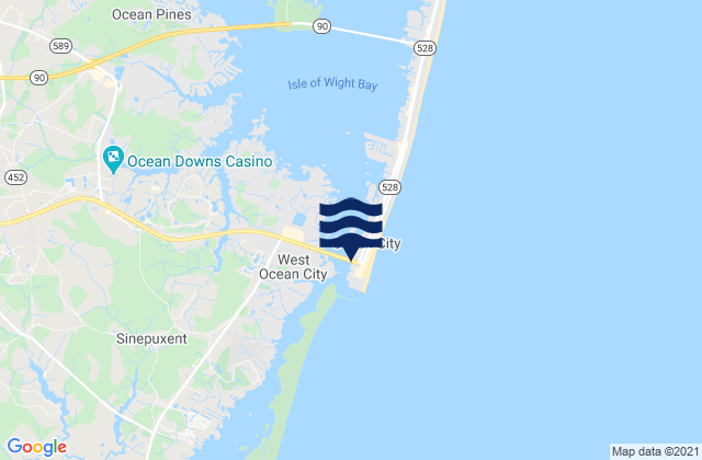 Mappa delle Getijden in Ocean City (Isle of Wight Bay), United States