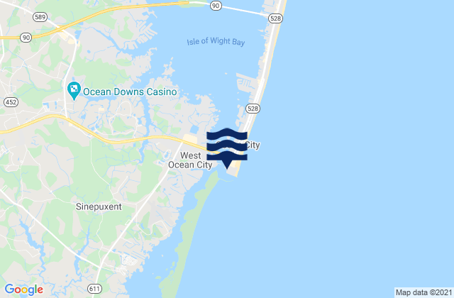 Mappa delle Getijden in Ocean City Beach (fishing pier), United States