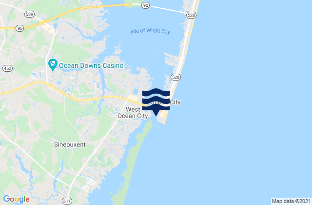 Mappa delle Getijden in Ocean City Inlet, United States