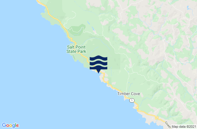 Mappa delle Getijden in Ocean Cove, United States