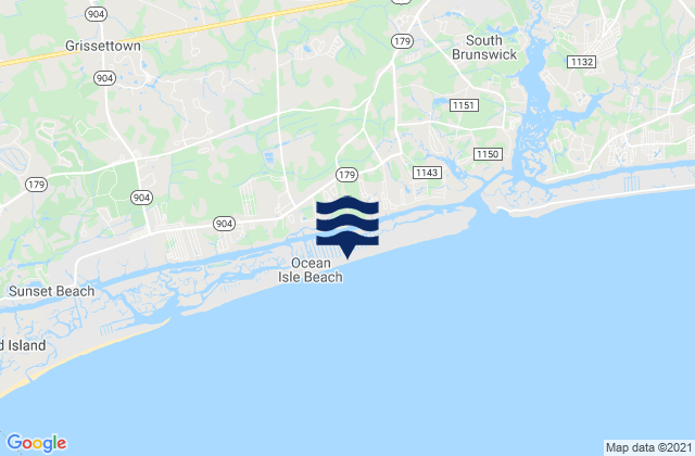 Mappa delle Getijden in Ocean Isle Beach, United States