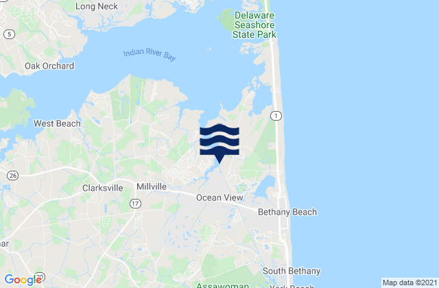 Mappa delle Getijden in Ocean View, United States