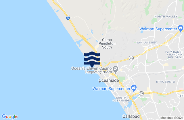 Mappa delle Getijden in Oceanside Harbor, United States
