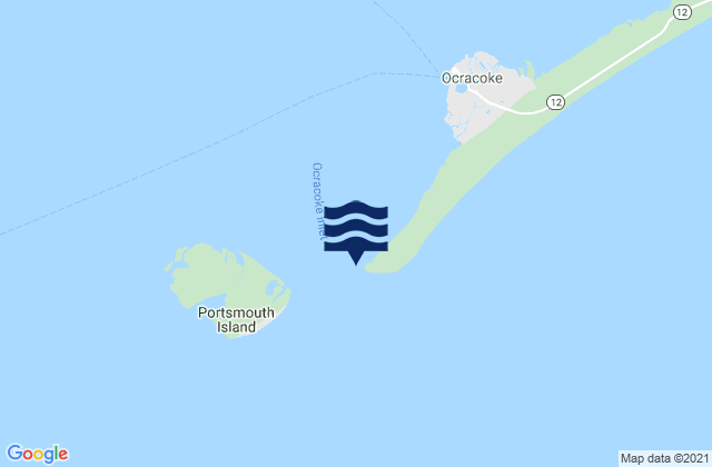 Mappa delle Getijden in Ocracoke Inlet, United States